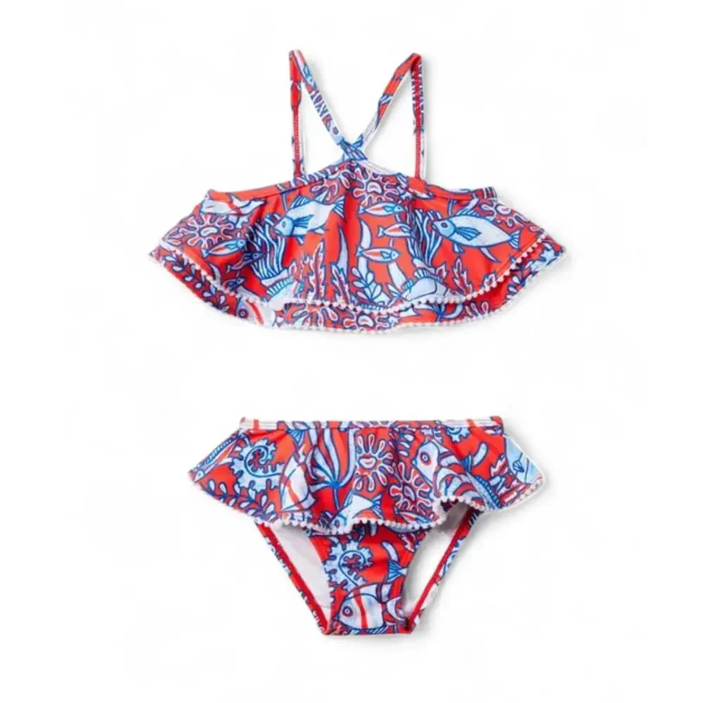 Janie and Jack Recycled Tropical Fish Halter Bikini 2 Piece Swimsuit 12-18 Month